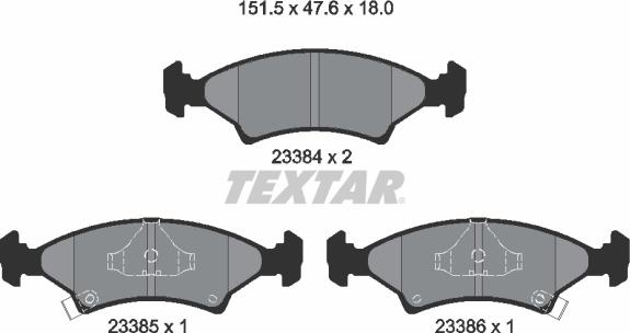 Textar 2338401 - Тормозные колодки, дисковые, комплект unicars.by