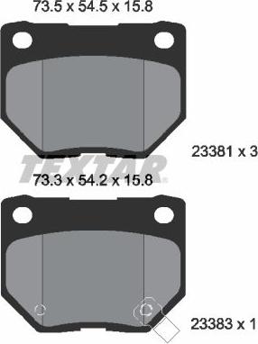 Textar 2338102 - Тормозные колодки, дисковые, комплект unicars.by