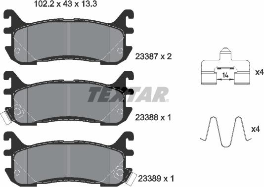 Textar 2338704 - Тормозные колодки, дисковые, комплект unicars.by