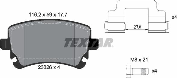 Textar 2332601 - Тормозные колодки, дисковые, комплект unicars.by