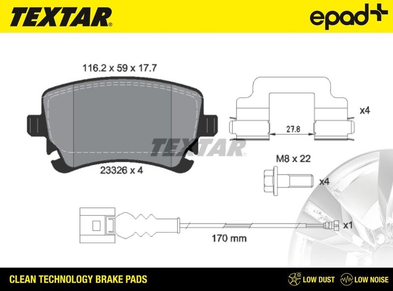 Textar 2332602CP - Тормозные колодки, дисковые, комплект unicars.by