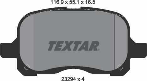 Textar 2329402 - Тормозные колодки, дисковые, комплект unicars.by