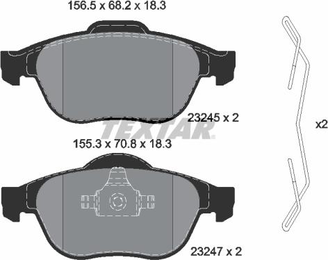 Textar 2324502 - Тормозные колодки, дисковые, комплект unicars.by