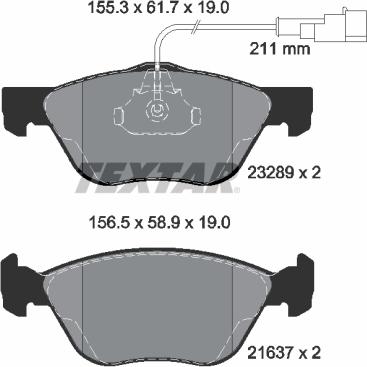 Textar 2328902 - Тормозные колодки, дисковые, комплект unicars.by