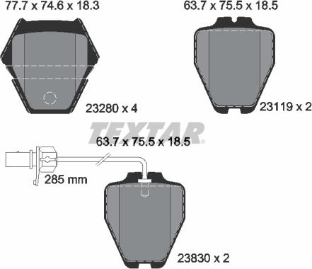 Textar 2328001 - Тормозные колодки, дисковые, комплект unicars.by