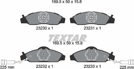 Textar 2323001 - Тормозные колодки, дисковые, комплект unicars.by