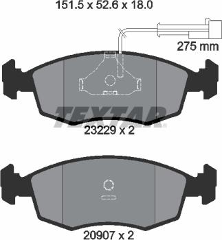 Textar 2322901 - Тормозные колодки, дисковые, комплект unicars.by