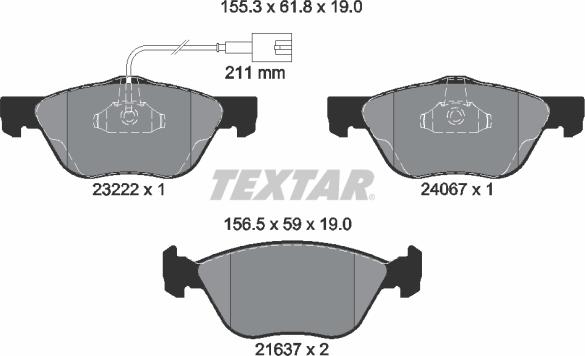 Textar 2322201 - Тормозные колодки, дисковые, комплект unicars.by