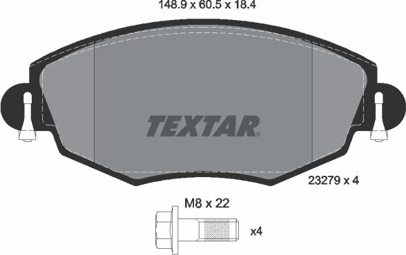 Textar 2327904 - Тормозные колодки, дисковые, комплект unicars.by