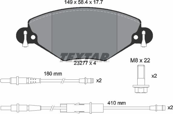 Textar 2327701 - Тормозные колодки, дисковые, комплект unicars.by