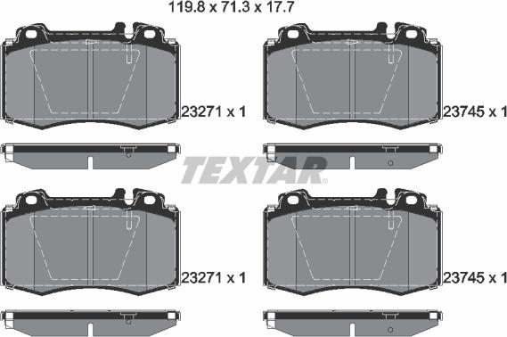 Textar 2374502 - Тормозные колодки, дисковые, комплект unicars.by