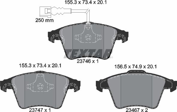 Textar 2374602 - Тормозные колодки, дисковые, комплект unicars.by