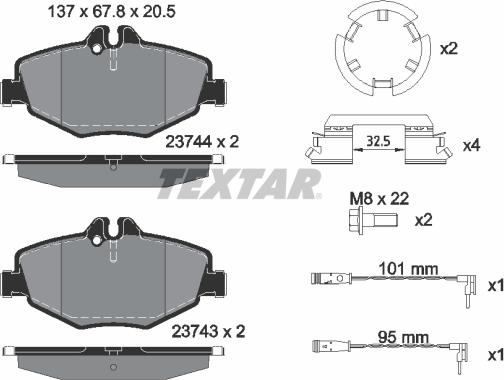 Textar 2374381 - Тормозные колодки, дисковые, комплект unicars.by