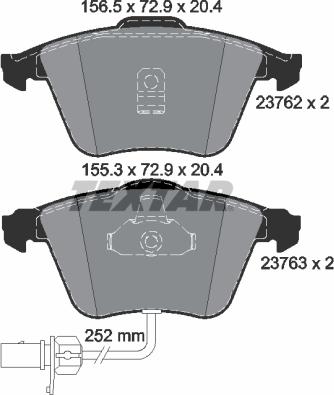 Textar 2376201 - Тормозные колодки, дисковые, комплект unicars.by