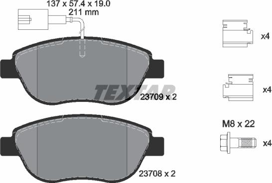 Textar 2370901 - Тормозные колодки, дисковые, комплект unicars.by