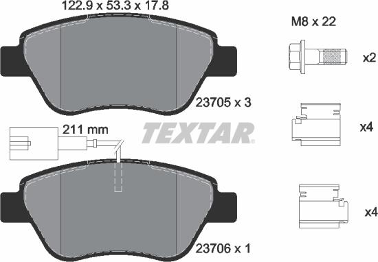 Textar 2370502 - Тормозные колодки, дисковые, комплект unicars.by