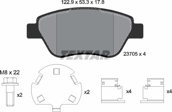 Textar 2370507 - Тормозные колодки, дисковые, комплект unicars.by