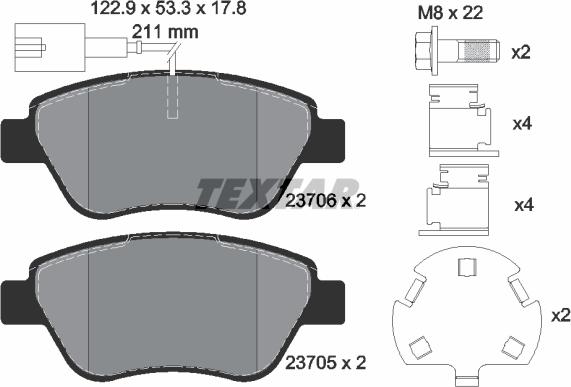 Textar 2370601 - Тормозные колодки, дисковые, комплект unicars.by