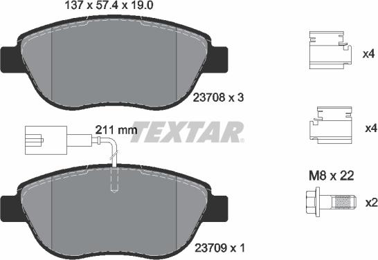 Textar 2370804 - Тормозные колодки, дисковые, комплект unicars.by