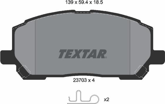 Textar 2370301 - Тормозные колодки, дисковые, комплект unicars.by