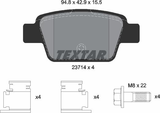 Textar 2371401 - Тормозные колодки, дисковые, комплект unicars.by