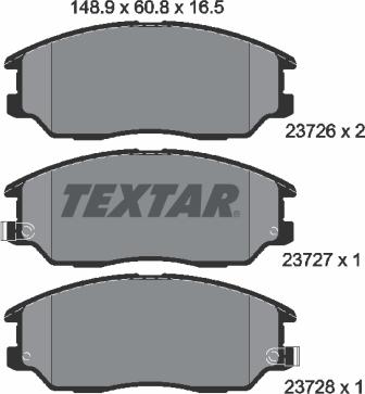 Textar 2372601 - Тормозные колодки, дисковые, комплект unicars.by