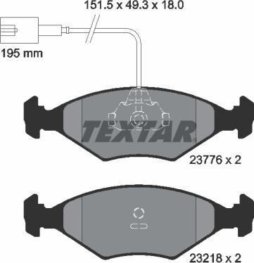 Textar 2377601 - Тормозные колодки, дисковые, комплект unicars.by