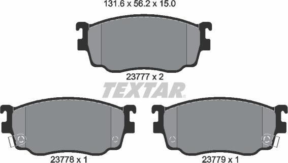 Textar 2377701 - Тормозные колодки, дисковые, комплект unicars.by