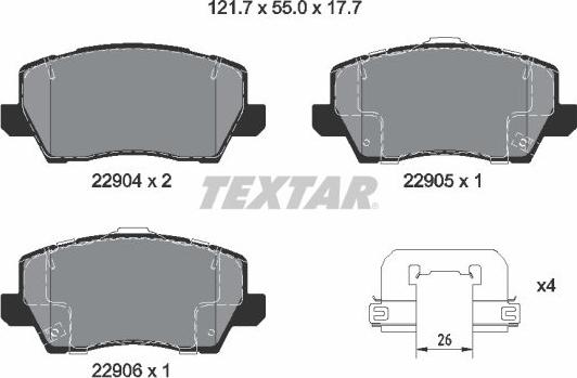 Textar 2290401 - Тормозные колодки, дисковые, комплект unicars.by