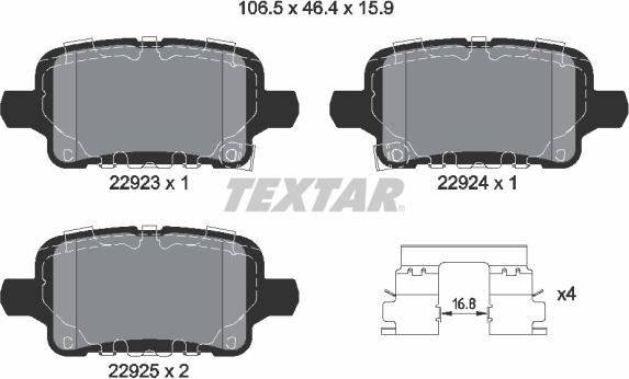 Textar 2292301 - Тормозные колодки, дисковые, комплект unicars.by