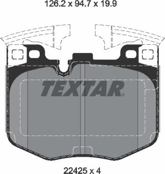 Textar 2242501 - Тормозные колодки, дисковые, комплект unicars.by