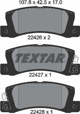 Textar 2242601 - Тормозные колодки, дисковые, комплект unicars.by