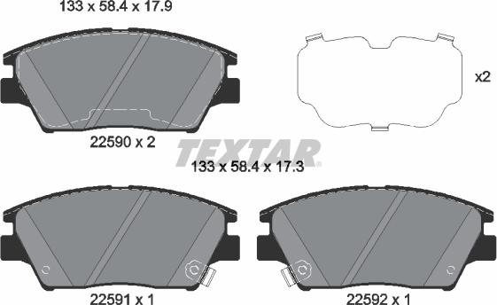 Textar 2259001 - Тормозные колодки, дисковые, комплект unicars.by