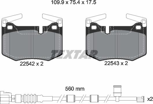 Textar 2254201 - Тормозные колодки, дисковые, комплект unicars.by