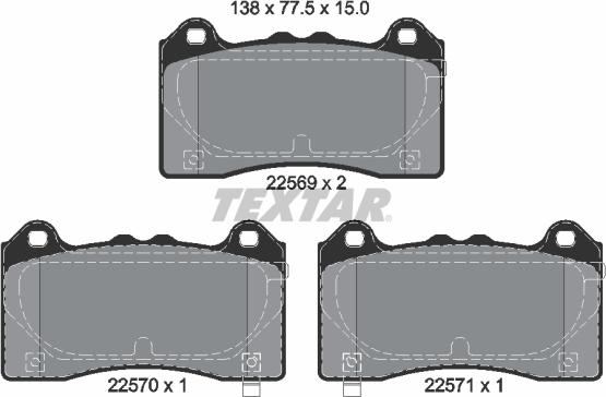 Textar 2256901 - Тормозные колодки, дисковые, комплект unicars.by