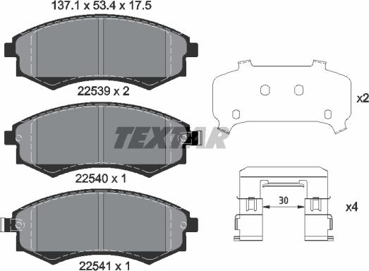 Textar 2253901 - Тормозные колодки, дисковые, комплект unicars.by