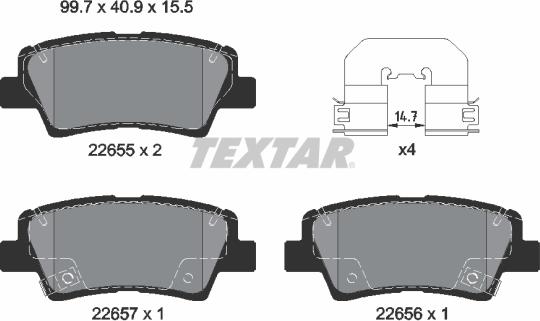 Textar 2265501 - Тормозные колодки, дисковые, комплект unicars.by