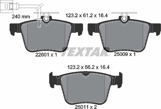 Textar 2260101 - Тормозные колодки, дисковые, комплект unicars.by