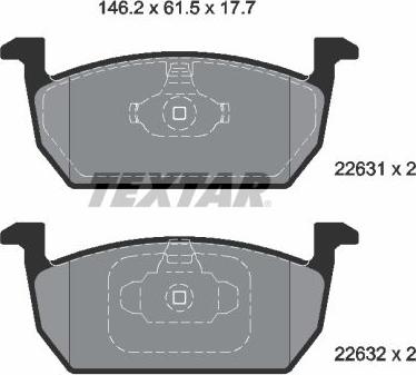 Textar 2263101 - Тормозные колодки, дисковые, комплект unicars.by