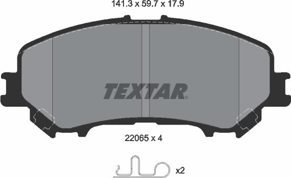 Textar 2206501 - Тормозные колодки, дисковые, комплект unicars.by