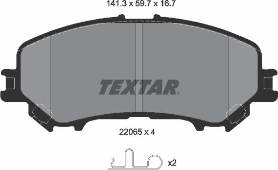 Textar 2206503 - Тормозные колодки, дисковые, комплект unicars.by