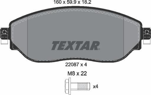 Textar 2208701 - Тормозные колодки, дисковые, комплект unicars.by