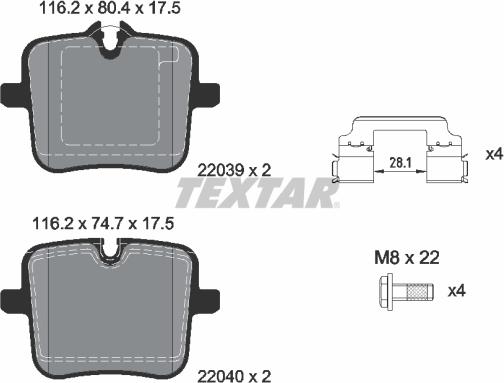 Textar 2203901 - Тормозные колодки, дисковые, комплект unicars.by