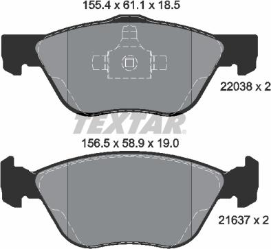 Textar 2203801 - Тормозные колодки, дисковые, комплект unicars.by