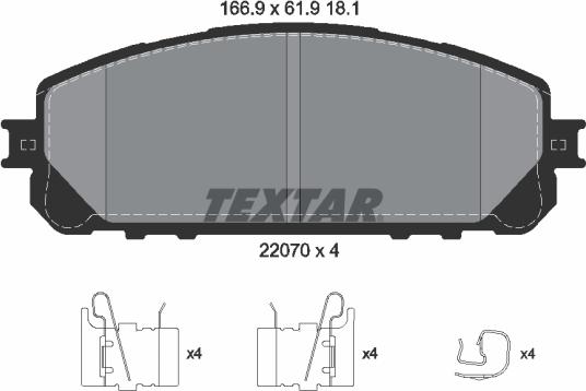 Textar 2207001 - Тормозные колодки, дисковые, комплект unicars.by