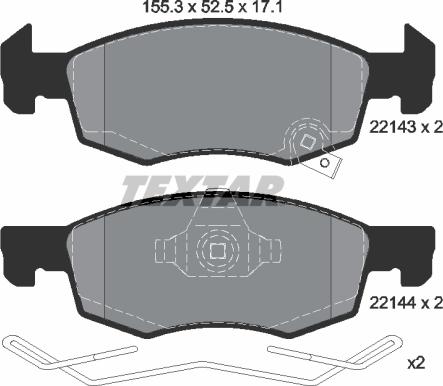 Textar 2214301 - Тормозные колодки, дисковые, комплект unicars.by