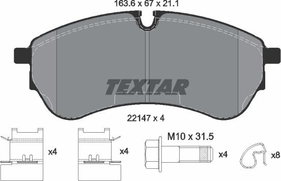 Textar 2214701 - Тормозные колодки, дисковые, комплект unicars.by