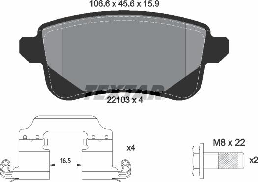 Textar 2210301 - Тормозные колодки, дисковые, комплект unicars.by