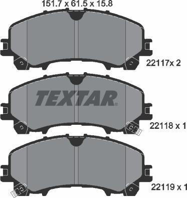 Textar 2211701 - Тормозные колодки, дисковые, комплект unicars.by