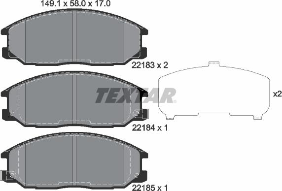 Textar 2218301 - Тормозные колодки, дисковые, комплект unicars.by